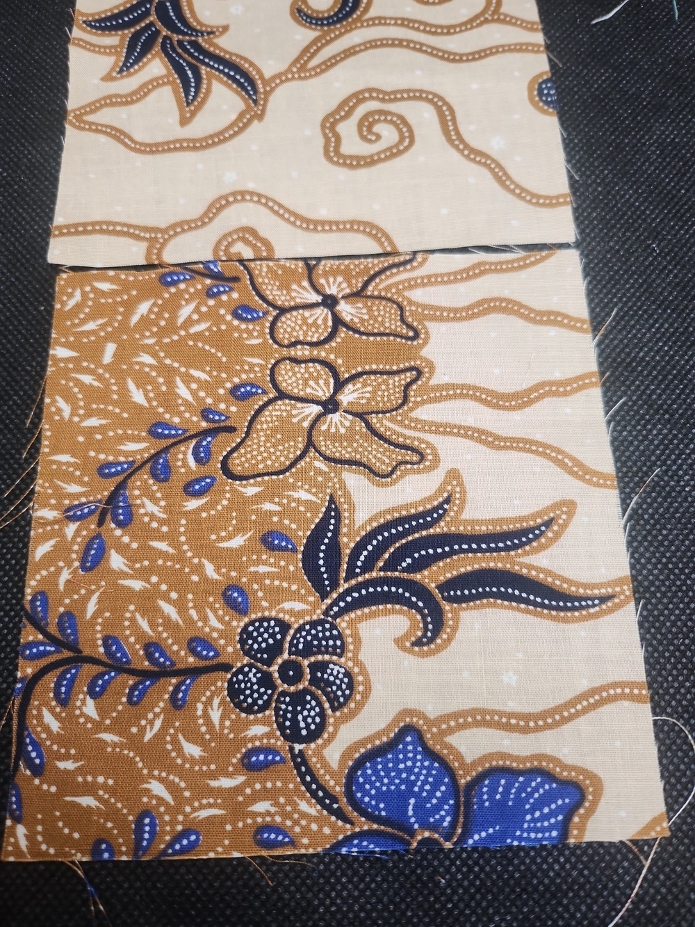 Beige, Brown & Blue Floral Cotton Fabric Panel - Home Sewing Craft
